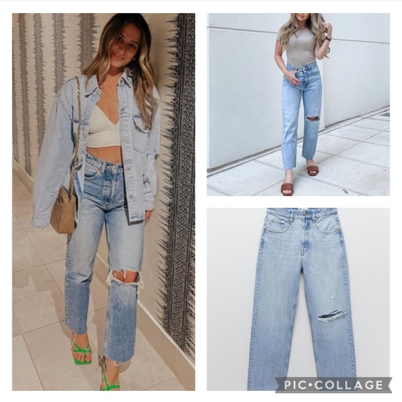Zara | Jeans | Zara Straight Fit High Rise Ankle Rigid Jeans | Poshmark